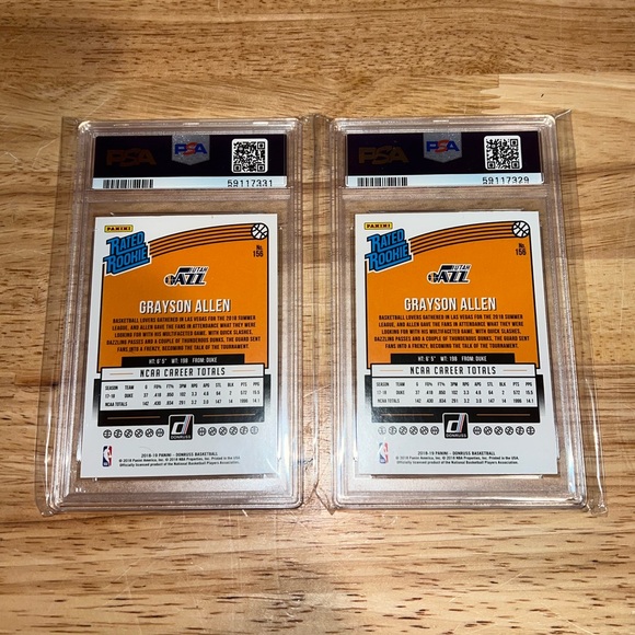 (2) 18-19 Panini Donruss Rated Rookie GRAYSON ALLEN RC PSA 10 - LOT 2 Milwaukee - Picture 2 of 2